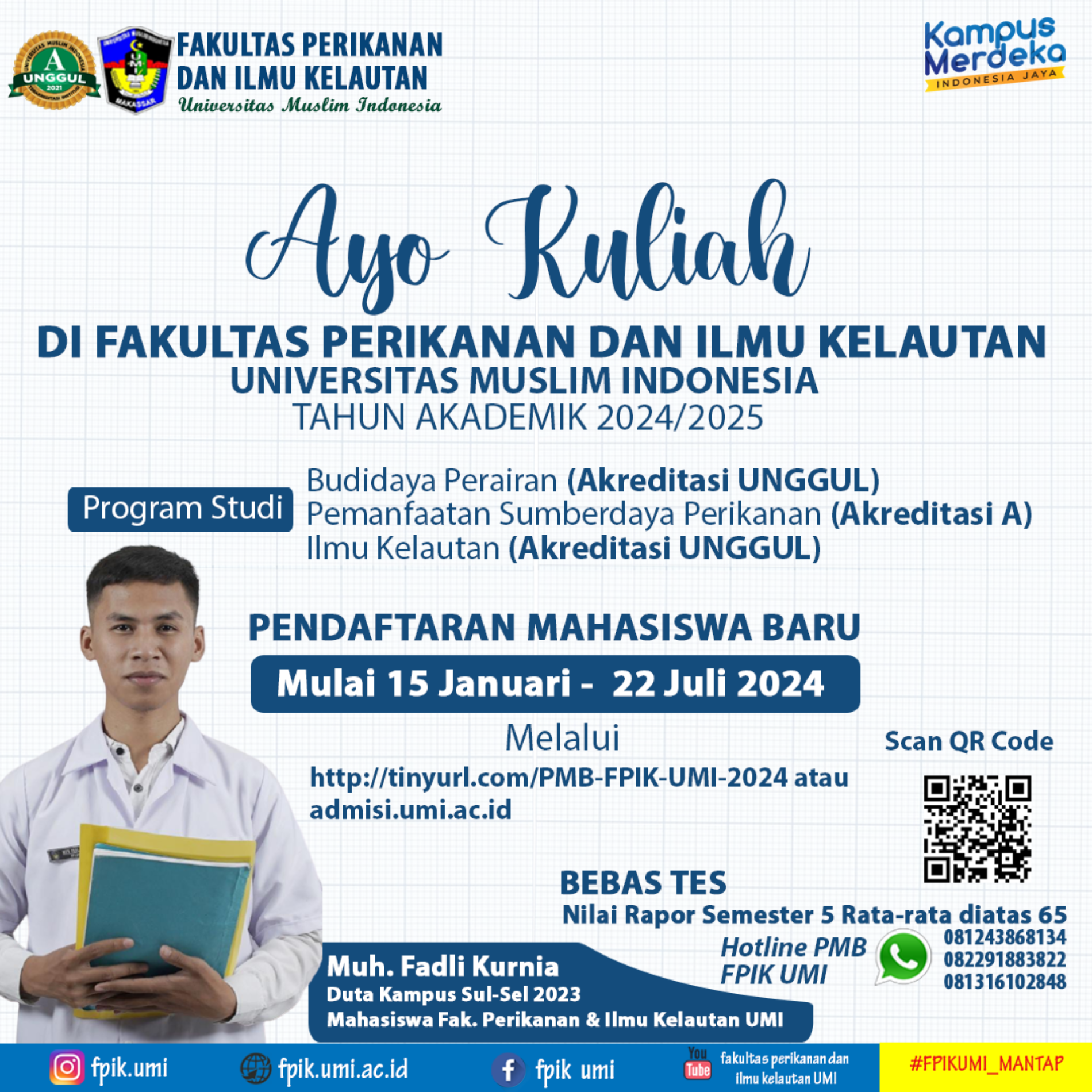 Penerimaan Mahasiswa Baru Program Studi Budidaya Perairan Fakultas Perikanan dan Ilmu Kelautan UMI T.A 2026/2027