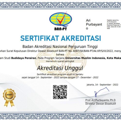 Prodi Budidaya Perairan Meraih Akreditasi UNGGUL