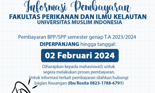 Perpanjangan Pembayaran BPP/SPP sampai dengan 02 Februari 2024